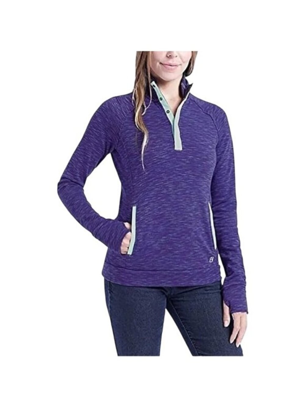 Avalanche Womens Purple Space-Dye Long Sleeve Pullover XL 55% Cotton & 45% Polye